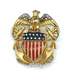 Vintage Trifari Alfred Philippe WW2 American Eagle Navy Insignia Brooch