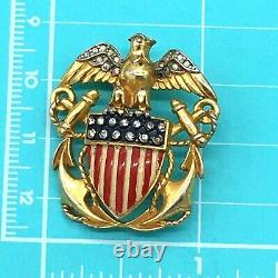 Vintage Trifari Alfred Philippe WW2 American Eagle Navy Insignia Brooch