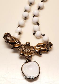 Vintage Trifari, Alfred Philippe, White Apple set, Necklace, Earrings, Bracelet