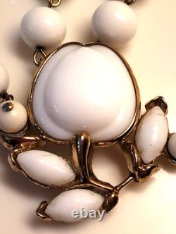 Vintage Trifari, Alfred Philippe, White Apple set, Necklace, Earrings, Bracelet