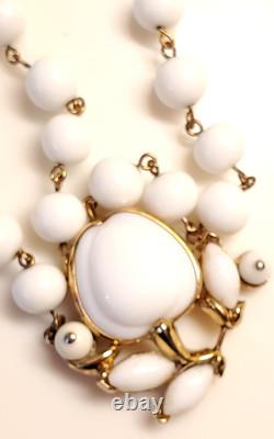 Vintage Trifari, Alfred Philippe, White Apple set, Necklace, Earrings, Bracelet