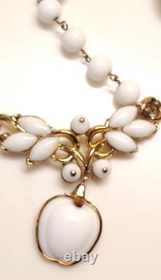 Vintage Trifari, Alfred Philippe, White Apple set, Necklace, Earrings, Bracelet