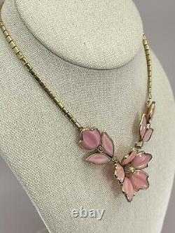 Vintage Trifari Alfred Philippe flower necklace dogwood poured glass 14