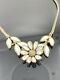 Vintage Trifari Alfred Philippe flower necklace white dogwood poured glass 14.5