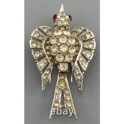 Vintage Trifari Bird Fur Clip Sterling Silver Alfred Philippe Rhinestones