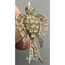 Vintage Trifari Bird Fur Clip Sterling Silver Alfred Philippe Rhinestones
