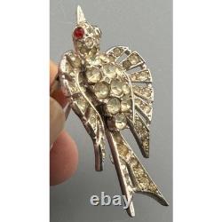 Vintage Trifari Bird Fur Clip Sterling Silver Alfred Philippe Rhinestones