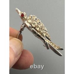 Vintage Trifari Bird Fur Clip Sterling Silver Alfred Philippe Rhinestones