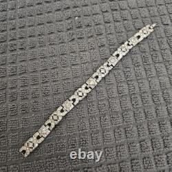 Vintage Trifari Bracelet Rhodium Plate Alfred Philippe Art Deco Rhinestone