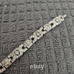 Vintage Trifari Bracelet Rhodium Plate Alfred Philippe Art Deco Rhinestone