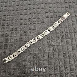 Vintage Trifari Bracelet Rhodium Plate Alfred Philippe Art Deco Rhinestone