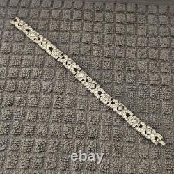 Vintage Trifari Bracelet Rhodium Plate Alfred Philippe Art Deco Rhinestone