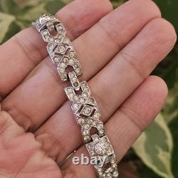 Vintage Trifari Bracelet Rhodium Plate Alfred Philippe Art Deco Rhinestone