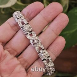 Vintage Trifari Bracelet Rhodium Plate Alfred Philippe Art Deco Rhinestone