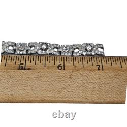 Vintage Trifari Bracelet Rhodium Plate Alfred Philippe Art Deco Rhinestone