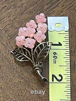 Vintage Trifari Brooch Patent Pending Alfred Philippe Pink Lucite Flowers Signed