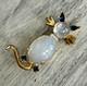Vintage Trifari Brooch Pin RARE Alfred Philippe Slinky Cat Moonstone Cabochon