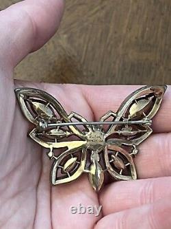 Vintage Trifari Butterfly Brooch Patent Pending Alfred Philippe Gold Tone As-Is