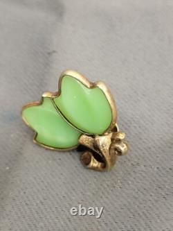 Vintage Trifari Crown Alfred Philippe Green Tullips Earrings. FAST SHIPPING