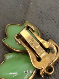 Vintage Trifari Crown Alfred Philippe Green Tullips Earrings. FAST SHIPPING