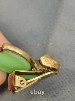 Vintage Trifari Crown Alfred Philippe Green Tullips Earrings. FAST SHIPPING