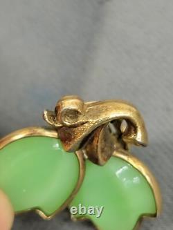 Vintage Trifari Crown Alfred Philippe Green Tullips Earrings. FAST SHIPPING