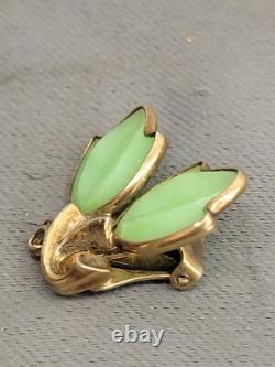 Vintage Trifari Crown Alfred Philippe Green Tullips Earrings. FAST SHIPPING