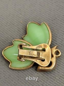Vintage Trifari Crown Alfred Philippe Green Tullips Earrings. FAST SHIPPING