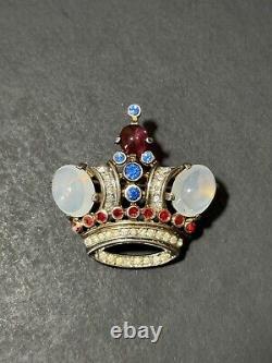 Vintage Trifari Crown Brooch by Alfred Philippe Pat. 137542