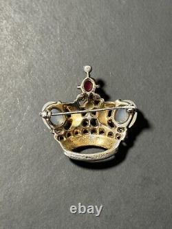 Vintage Trifari Crown Brooch by Alfred Philippe Pat. 137542