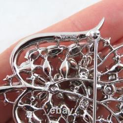 Vintage Trifari Flower Brooch 1953 Alfred Philippe Silver Tone Rhinestones