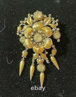 Vintage Trifari Fur Clip Alfred Philippe 1939 Quiver Rose with Rhinestones Signed