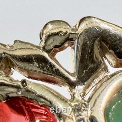 Vintage Trifari KTF 1930's Alfred Philippe Tutti Frutti Glass Crystal Leaf Clip