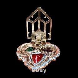 Vintage Trifari KTF 1930's Alfred Philippe Tutti Frutti Glass Crystal Leaf Clip