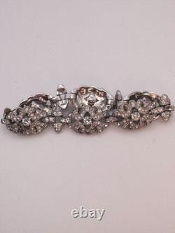 Vintage Trifari KTF Bracelet Alfred Philippe Rhinestone Art Deco Link