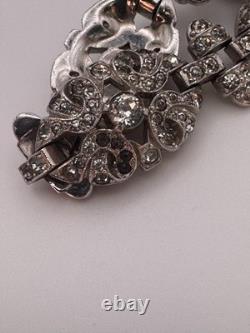 Vintage Trifari KTF Bracelet Alfred Philippe Rhinestone Art Deco Link