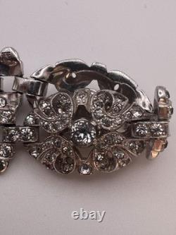 Vintage Trifari KTF Bracelet Alfred Philippe Rhinestone Art Deco Link