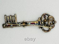 Vintage Trifari Key Pin Alfred Philippe Sterling Silver Baguette Cut Rhinestone