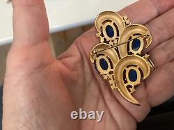 Vintage Trifari L'Orient Blue Enamel Rhinestone Pin Brooch Alfred Philippe BIN