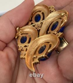 Vintage Trifari L'Orient Blue Enamel Rhinestone Pin Brooch Alfred Philippe BIN