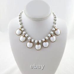 Vintage Trifari Milk Glass Apple Necklace Alfred Philippe White 18