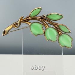 Vintage Trifari Petalette Green Glass Tulip Brooch Alfred Philippe 3