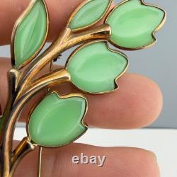 Vintage Trifari Petalette Green Glass Tulip Brooch Alfred Philippe 3