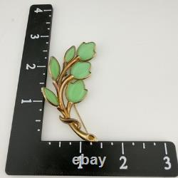 Vintage Trifari Petalette Green Glass Tulip Brooch Alfred Philippe 3