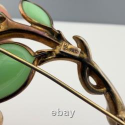 Vintage Trifari Petalette Green Glass Tulip Brooch Alfred Philippe 3
