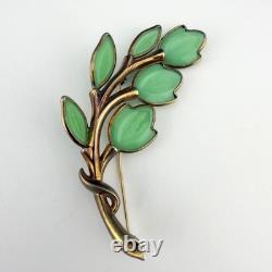 Vintage Trifari Petalette Green Glass Tulip Brooch Alfred Philippe 3