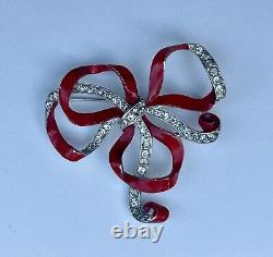 Vintage'Trifari' Red Enamel & Rhinestone Bow Brooch, Alfred Phillipe Design