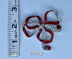 Vintage'Trifari' Red Enamel & Rhinestone Bow Brooch, Alfred Phillipe Design