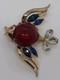 Vintage Trifari Red Glass Jelly Belly Fish Brooch 1952 Alfred Philippe
