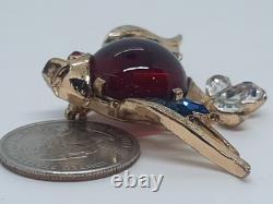 Vintage Trifari Red Glass Jelly Belly Fish Brooch 1952 Alfred Philippe